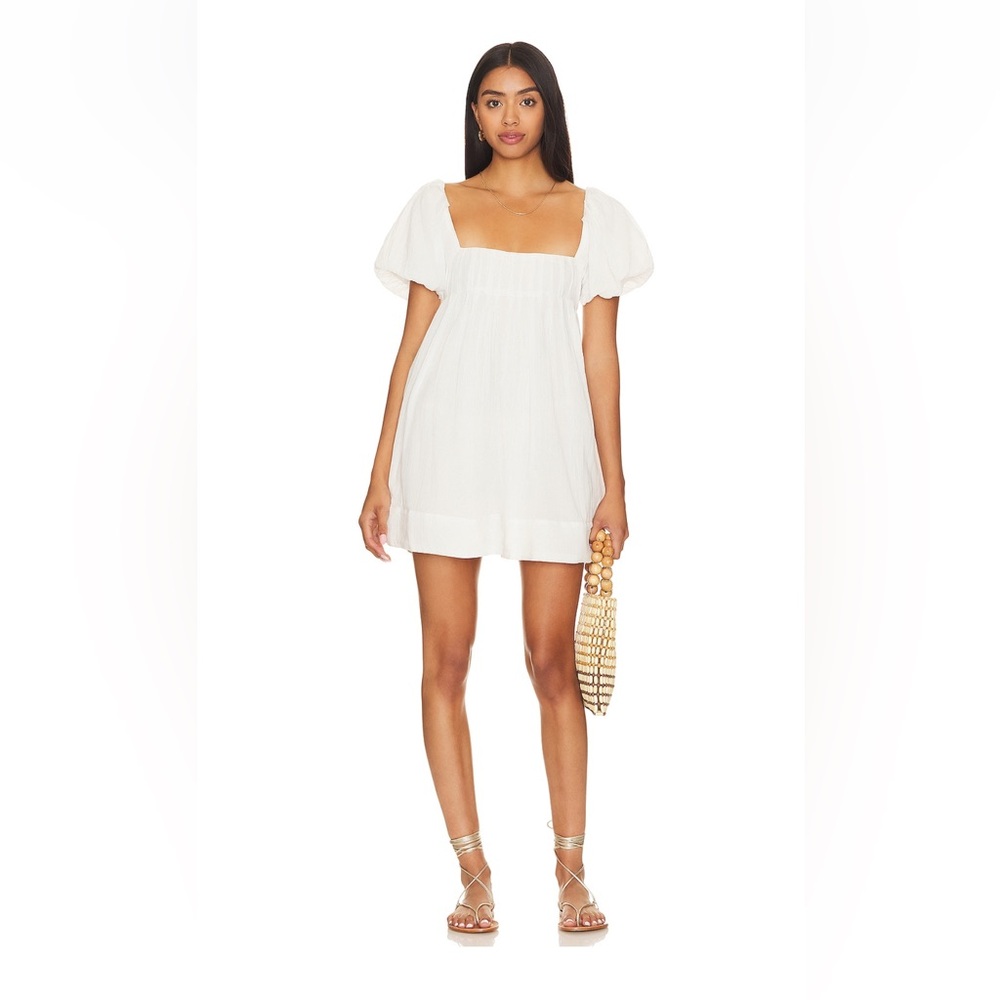 Free People White Puff Sleeve Mini Dress
